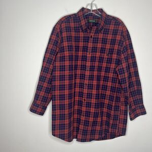 Orvis Signature Twill Shirt Mens Size Large Plaid Long Sleeve Button Up Outdoors